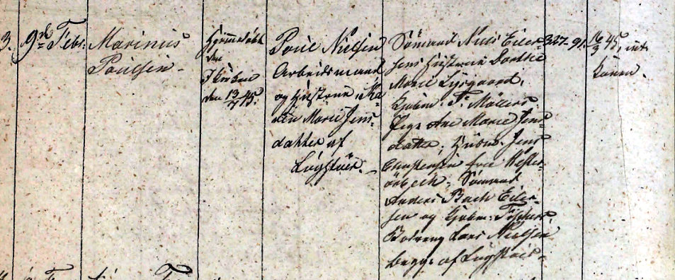 Udsnit af Bejstrup kirkebog: Marinus Poulsen